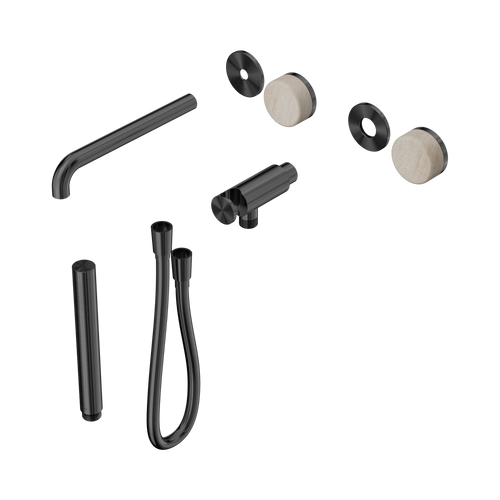 Serenity Progressive Shower System with Spout with Rome Travertine Handle and Slim Shower Trim Kit Only Gunmetal [311536]