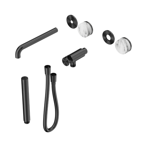 Serenity Progressive Shower System with Spout with Arabescato Corchia Handle and Slim Shower Trim Kit Only Gunmetal [311514]