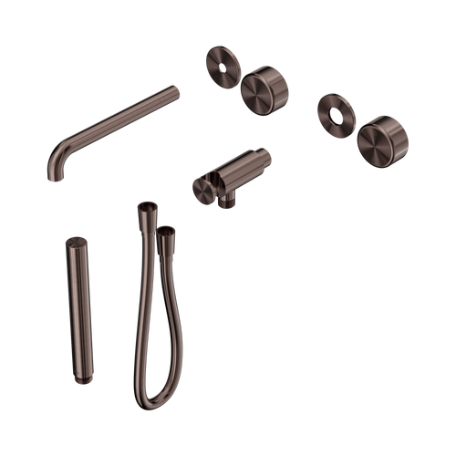 Serenity Progressive Shower System with Spout with Metal Handle and Slim Shower Trim Kit Only Brushed Bronze [311450]