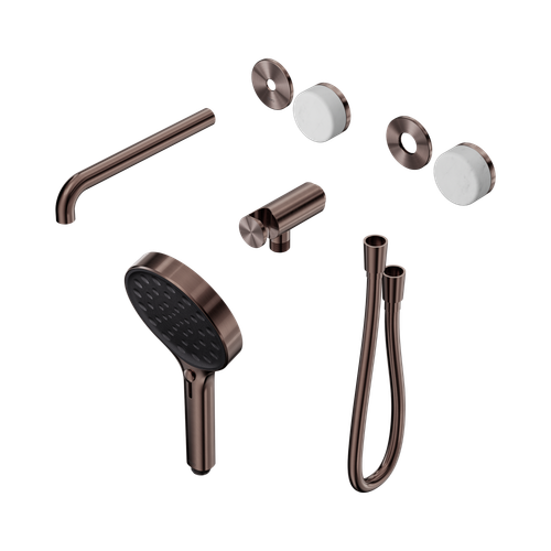 Serenity Progressive Shower System with Spout with Carrara Handle and Serenity Hand Shower Trim Kit Only Brushed Bronze [311393]