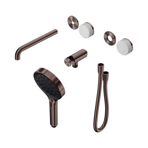 Serenity Progressive Shower System with Spout with Carrara Handle and Serenity Hand Shower Trim Kit Only Brushed Bronze [311393]