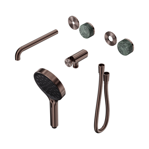 Serenity Progressive Shower System with Spout with Verde Alpi Handle and Serenity Hand Shower Trim Kit Only Brushed Bronze [311463]
