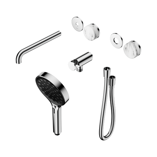 Serenity Progressive Shower System with Spout with Arabescato Corchia Handle and Serenity Hand Shower Trim Kit Only Chrome [311520]