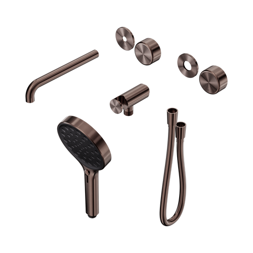 Serenity Progressive Shower System with Spout with Metal Handle and Serenity Hand Shower Trim Kit Only Brushed Bronze [311453]