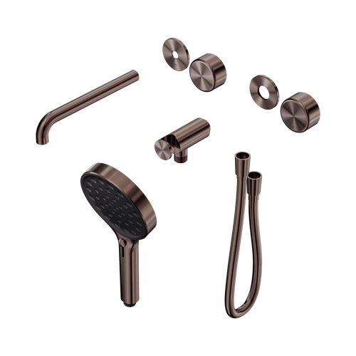 Serenity Progressive Shower System with Spout with Metal Handle and Serenity Hand Shower Trim Kit Only Brushed Bronze [311453]
