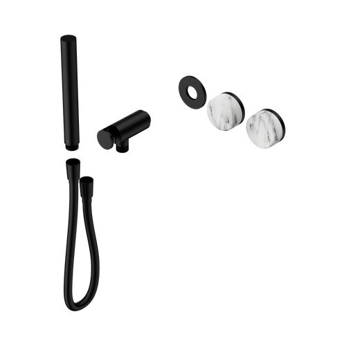Serenity Progressive Shower System with Arabescato Corchia Handle and Slim Shower Trim Kit Only Matte Black [311458]