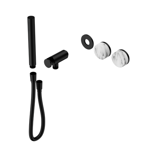 Serenity Progressive Shower System with Arabescato Corchia Handle and Slim Shower Trim Kit Only Matte Black [311458]