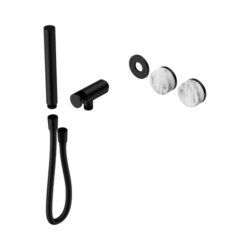 Serenity Progressive Shower System with Arabescato Corchia Handle and Slim Shower Trim Kit Only Matte Black [311458]
