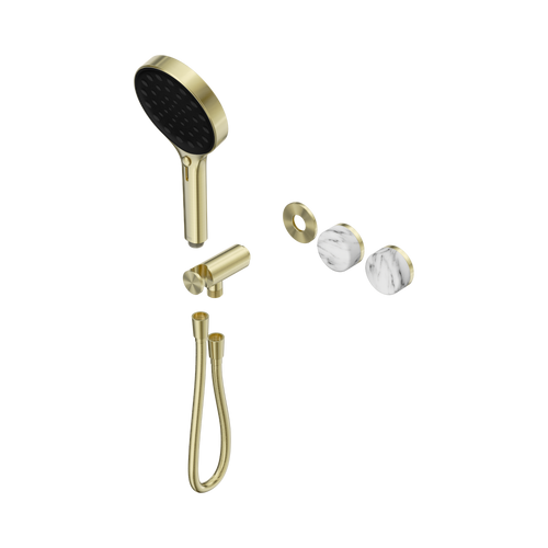 Serenity Progressive Shower System with Arabescato Corchia Handle and Serenity Hand Shower Trim Kit Only Brushed Gold [311464]