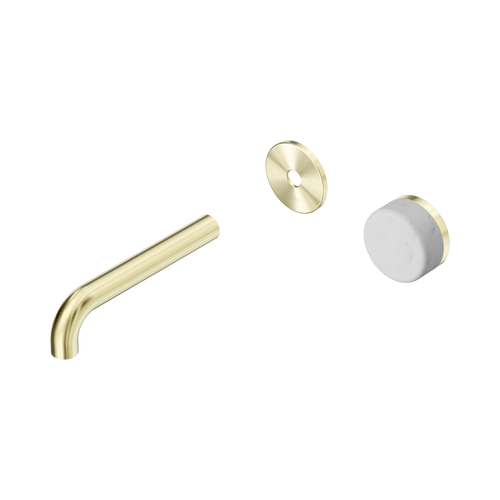 Serenity Progressive Wall Basin Mixer 160mm Spout with Carrara Handle Trim Kit Only Brushed Gold [311397]