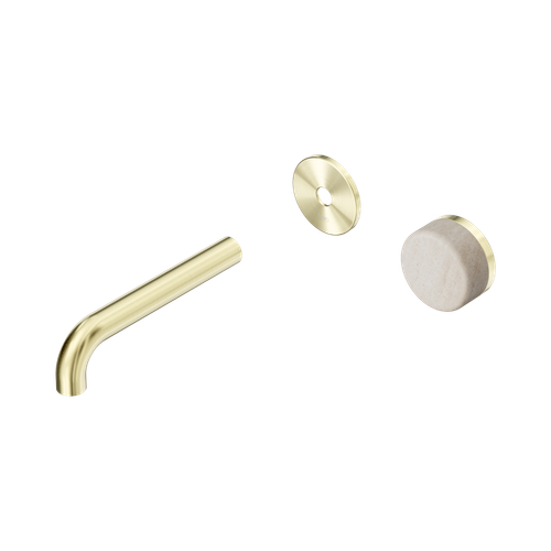 Serenity Progressive Wall Basin Mixer 160mm Spout with Rome Travertine Handle Trim Kit Only Brushed Gold [311541]