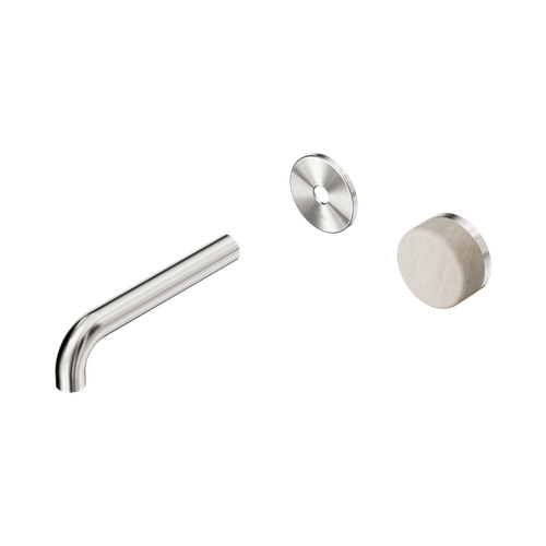 Serenity Progressive Wall Basin Mixer 160mm Spout with Rome Travertine Handle Trim Kit Only Brushed Nickel [311472]