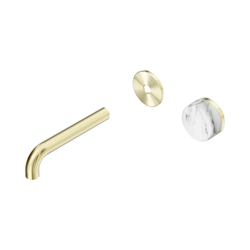 Serenity Progressive Wall Basin Mixer 160mm Spout with Arabescato Corchia Handle Trim Kit Only Brushed Gold [311454]