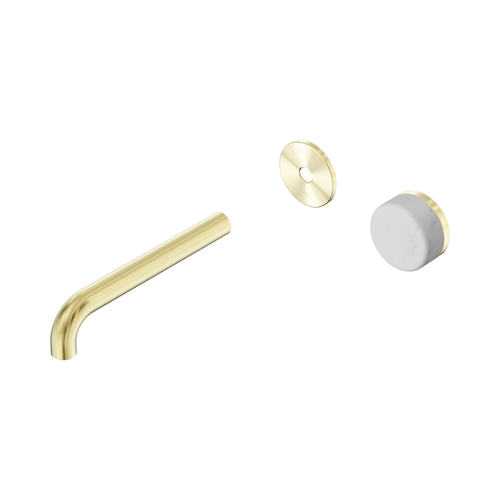Serenity Progressive Wall Basin Mixer 185mm Spout with Carrara Handle Trim Kit Only Brushed Gold [311377]