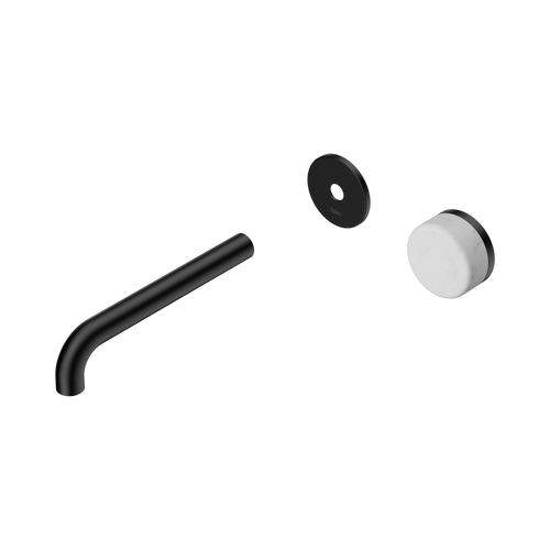 Serenity Progressive Wall Basin Mixer 185mm Spout with Carrara Handle Trim Kit Only Matte Black [311447]