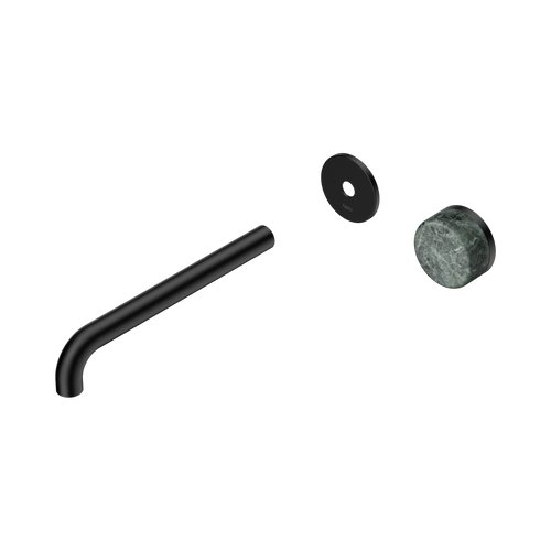 Serenity Progressive Wall Basin Mixer 220mm Spout with Verde Alpi Handle Trim Kit Only Matte Black [311489]