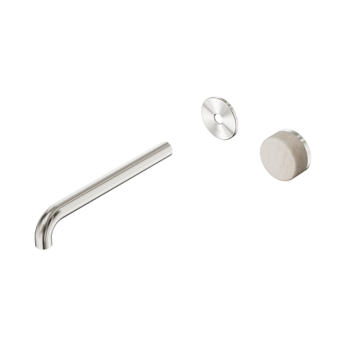 Serenity Progressive Wall Basin Mixer 220mm Spout with Rome Travertine Handle Trim Kit Only Brushed Nickel [311473]
