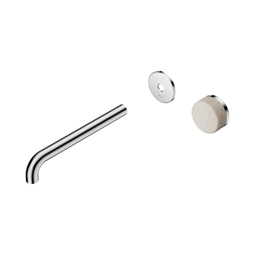 Serenity Progressive Wall Basin Mixer 220mm Spout with Rome Travertine Handle Trim Kit Only Chrome [311394]