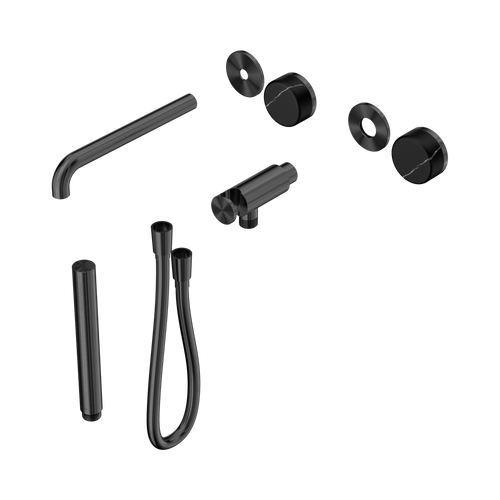 Serenity Progressive Shower System with Spout with Marquina Black Handle and Slim Shower Trim Kit Only Gunmetal [311506]