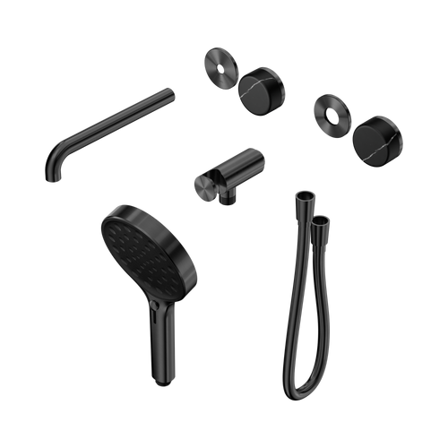 Serenity Progressive Shower System with Spout with Marquina Black Handle and Serenity Hand Shower Trim Kit Only Gunmetal [311534]