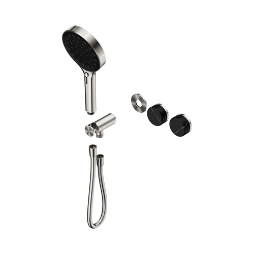 Serenity Progressive Shower System with Marquina Black Handle and Serenity Hand Shower Trim Kit Only Brushed Nickel [311470]
