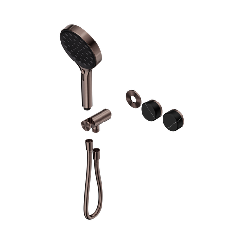Serenity Progressive Shower System with Marquina Black Handle and Serenity Hand Shower Trim Kit Only Brushed Bronze [311403]