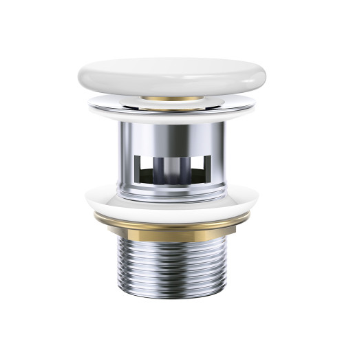 Pop-Up 32mm x 70mm Overflow Basin Waste Gloss White Flat Ceramic Cap [311596]