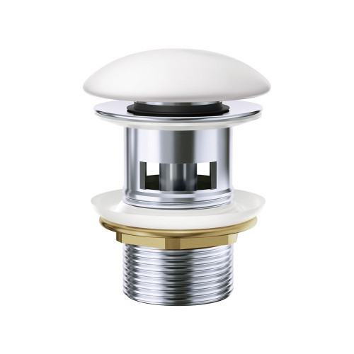 Pop-Up 32mm x 70mm Overflow Basin Waste Matte White Domed Ceramic Cap [311597]