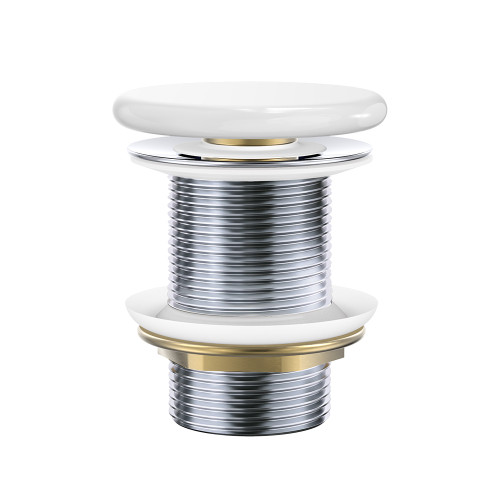 Pop-Up 32mm x 70mm Non-Overflow Basin Waste Gloss White Flat Ceramic Cap [311583]