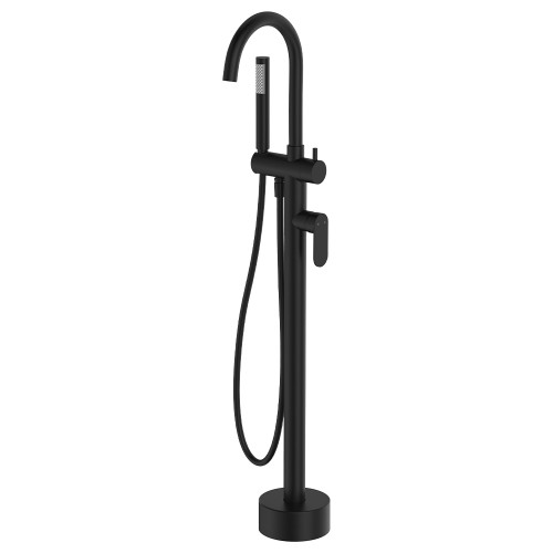 Empire Slim Floor Mounted Bath Mixer with Hand Shower Matte Black [313493]