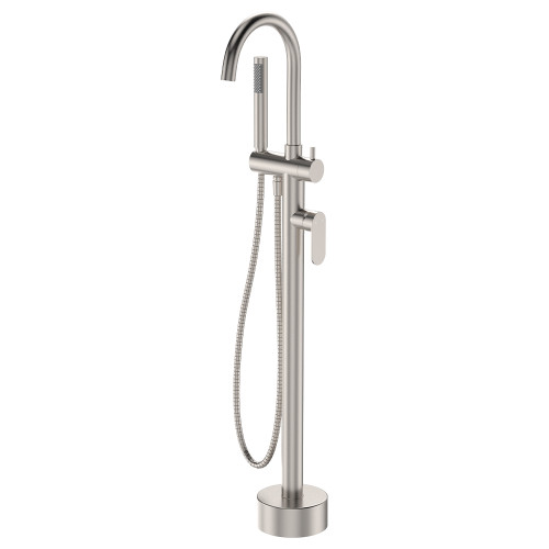 Empire Slim Floor Mounted Bath Mixer with Hand Shower Brushed Nickel [313496]