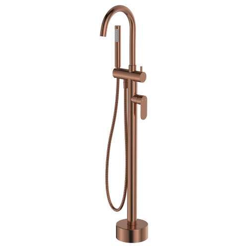Empire Slim Floor Mounted Bath Mixer with Hand Shower Brushed Copper [313467]