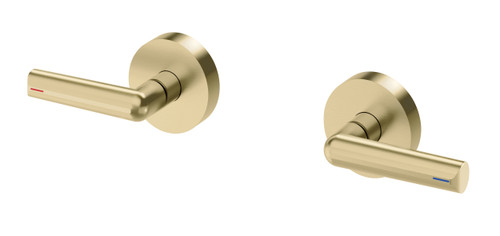 Vivid Slimline Plus Lever Wall Top Assemblies 15mm Extended Spindles Brushed Gold [300622]