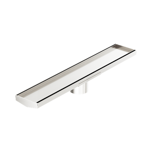 Tile Insert V Channel 600 x 106mm Floor Grate 80mm Outlet Brushed Nickel [313668]