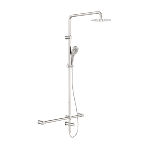 Mecca Care 32mm T Bar Grab Rail 1100 x 750mm Twin Shower Set Brushed Nickel [314472]