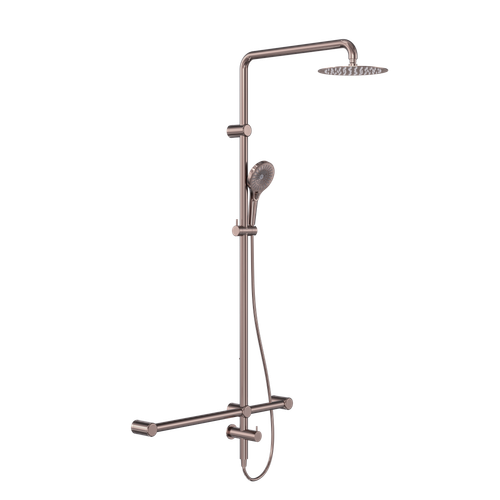 Mecca Care 32mm T Bar Grab Rail 1100 x 750mm Twin Shower Set Brushed Bronze [314475]
