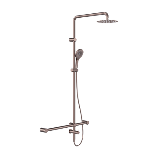 Mecca Care 32mm T Bar Grab Rail 1100 x 750mm Twin Shower Set Brushed Bronze [314475]