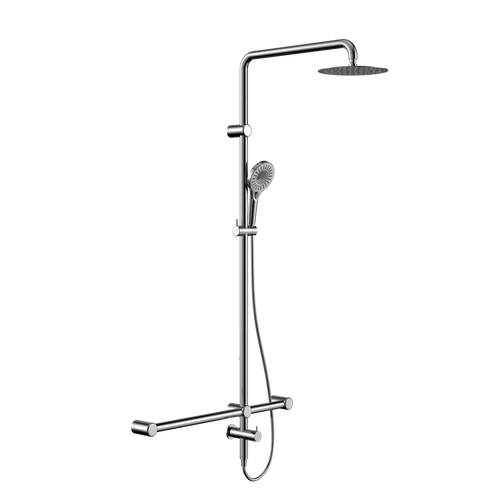Mecca Care 32mm T Bar Grab Rail 1100 x 750mm Twin Shower Set Chrome [314481]