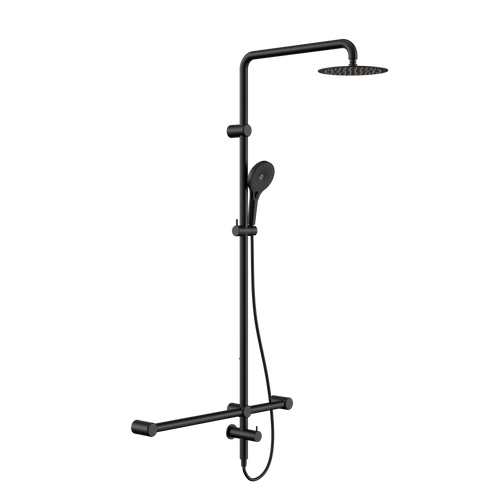 Mecca Care 32mm T Bar Grab Rail 1100 x 750mm Twin Shower Set Matte Black [314486]