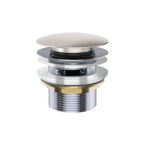 Pull Out Pop Up Bath Waste 40mm Brushed Nickel with overflow 55mm Thread Length [313501]