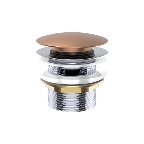 Pull Out Pop Up Bath Waste 40mm Brushed Copper with Overflow 55mm Thread Length [313472]