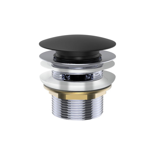 Pull Out Pop Up Bath Waste 40mm Matte Black with Overflow 55mm Thread Length [313494]