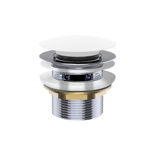 Pull Out Pop Up Bath Waste 40mm Matte White with Overflow 55mm Thread Length [313499]