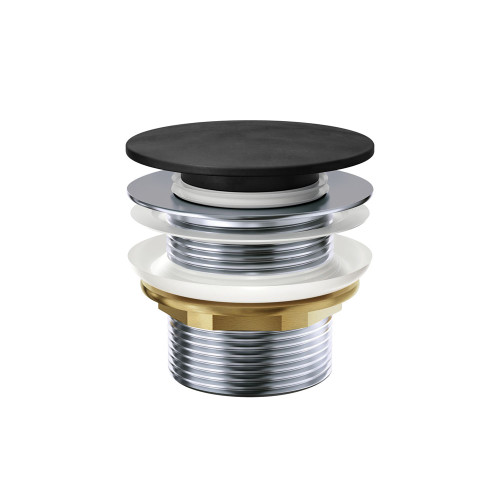 Pull Out Pop Up Bath Waste 40mm Black Cast Stone No Overflow 55mm Thread Length [313471]