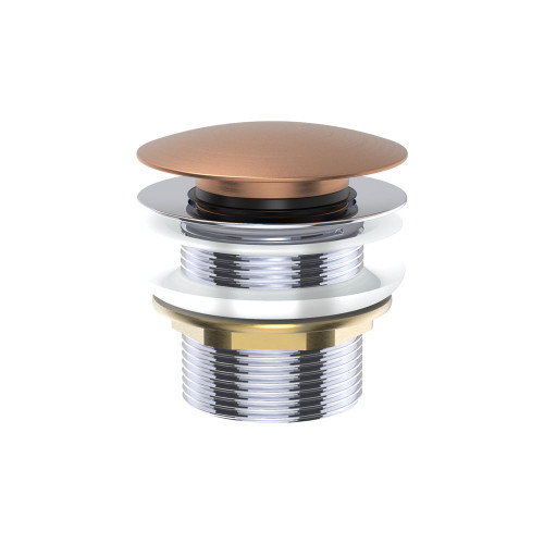 Pull Out Pop Up Bath Waste 40mm Brushed Copper No Overflow 55mm Thread Length [313458]