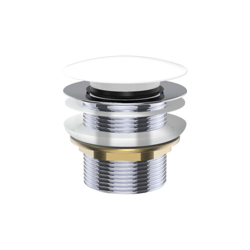 Pull Out Pop Up Bath Waste 40mm Gloss White No Overflow 55mm Thread Length [313469]