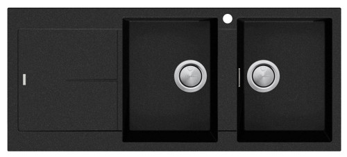 Santorini Double Bowl Topmount Sink with Left Drainer Black [311611]