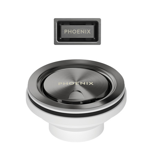 Covered Sink Basket Waste with Overflow Brushed Carbon [310491]