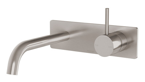 Vivid Slimline Wall Bath or Basin Mixer Set (Handle Up) 175mm Spout 6Star Brushed Nickel Lead Free [304929]