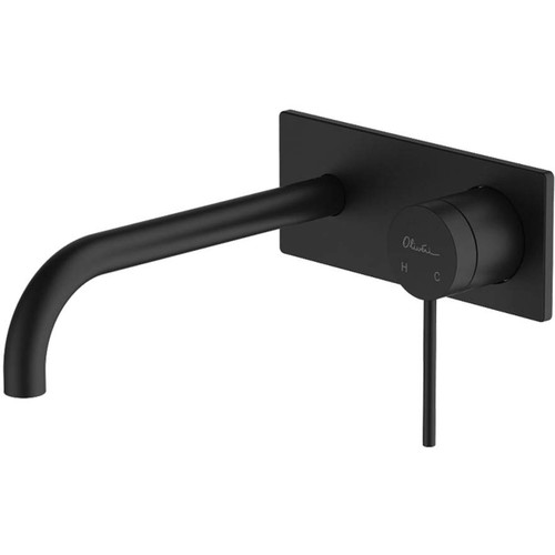 Venice Curved Wall Basin Mixer Set 200mm Spout Matte Black 5Star Lead Free [305179]